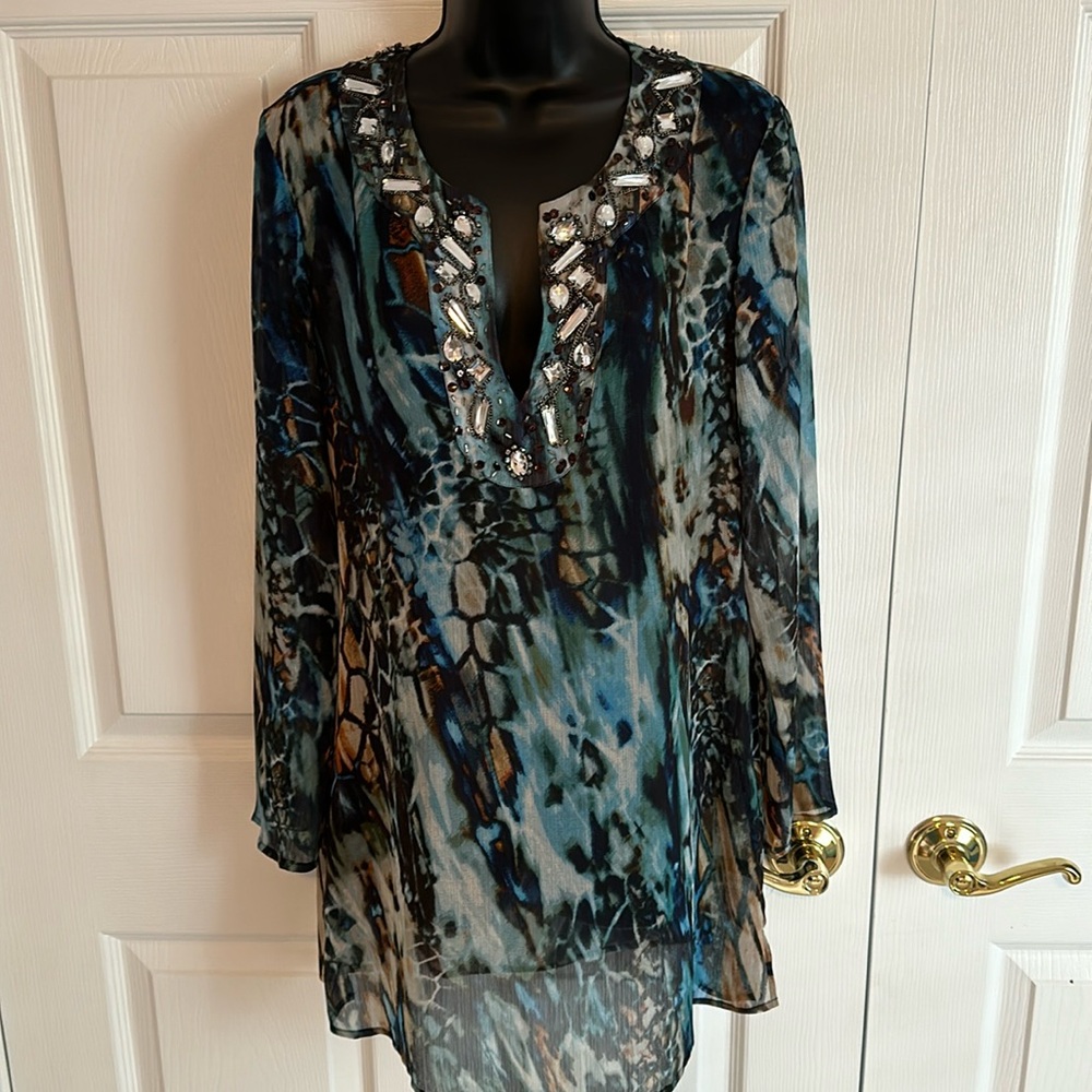 Beaded Chico’s poncho blouse.  Never worn size 2.